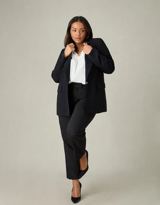 Live Unlimited London Womens Black Tailored Button Detail Trousers - Size: 14