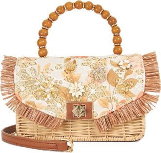 Dune London Blooms Raffia Bag in Orange at Nordstrom