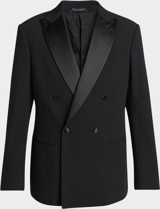 Giorgio Armani Men & apos;s Double Breasted Virgin Wool-blend Blazer