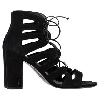 Saint Laurent Saint Laurent Gladiator Sandalen Hakken in Zwart Suède