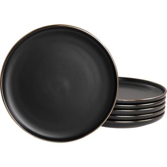 Elama Paul 6 Piece Stoneware Salad Plate Set in Black at Nordstrom
