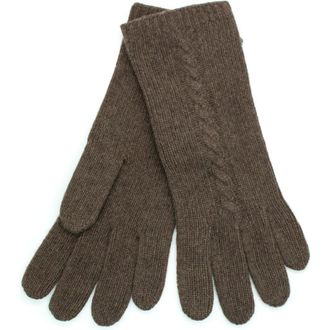Portolano Cable Knit Cashmere Gloves in Heather Brown at Nordstrom Rack