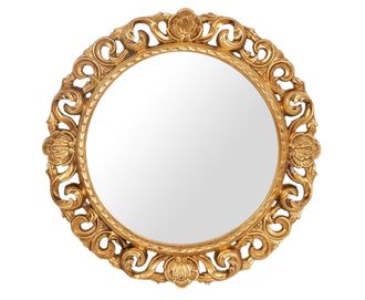 Biscottini International Biscottini - Espejo De Pared De Madera Con Acabado En Pan De Oro Antiguo Hecho En Italia
