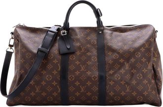 Louis Vuitton Keepall Bandouliere Bag Macassar Monogram 55 (Authentic Pre- Loved)