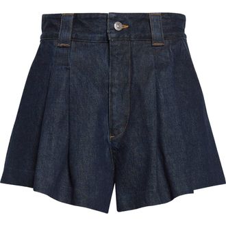 Frame Denim The Structural Pleated Denim Shorts in Rinse at Nordstrom, Size 24
