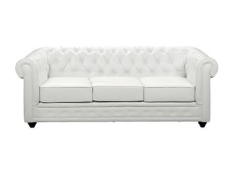 Vente-Unique Divano CHESTERFIELD 3 posti in similpelle Bianco