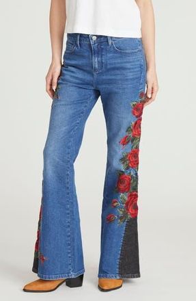Free People Fab Farrah Midnight Rose Wide Leg Jeans in Black/Blue at Nordstrom Rack, Size 30