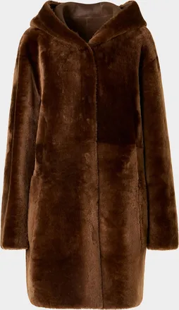 Akris Hooded Shearling Oversized Coat