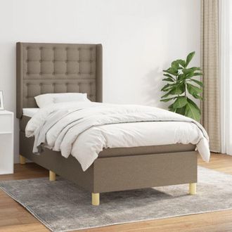 vidaXL Cama Box Spring Con Colch&oacute;n Tela Gris Taupe 80x200 Cm Vidaxl