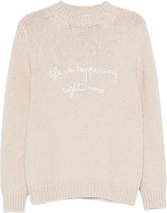 Eleventy Sweater met borduurwerk en ronde hals - Beige