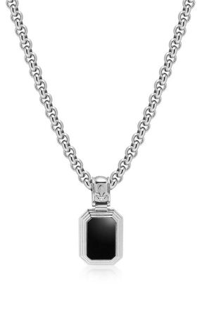 Nialaya Sterling Silver Necklace with Two-in-One Turquoise and Black Onyx Pendant in Turquoise /Black Onyx at Nordstrom, Size 22