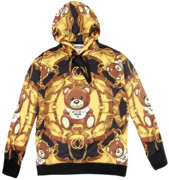 Moschino Mens Teddy Sweatshirt Hoodie In Black/yellow
