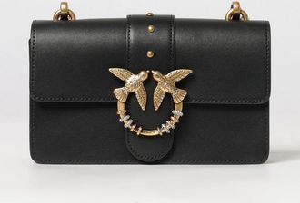 Pinko Love One Classic Leather Mini Shoulder Bag with Rhinestones and Logo