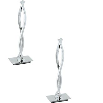 Loops 2 PACK Table Lamp Chrome Shade White Plastic In Line Switch LED 2x5W Included