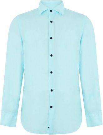 Paul & Shark Linnen Shirt - Heren - Zakelijke Overhemden - Blauw - L - Linnen - Overhemden