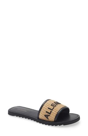 AllSaints Hoxton Woven Slide Sandal in Black/Natural at Nordstrom, Size 8.5Us