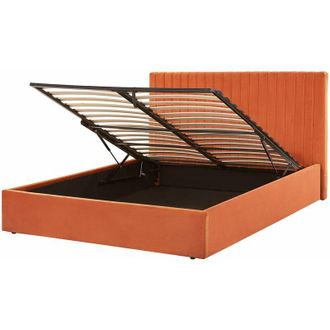 Beliani Beliani - Letto con contenitore velluto arancione 160 x 200 cm Testata imbottita Vion