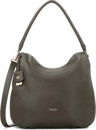 Kazar Olijfkleurige hobo-tas met handvat - Dames - Schoudertassen - Groen - ONE Size - Leer - Tassen