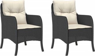 vidaXL Vidaxl - Sillones De Jard&iacute;n Con Cojines 2 Uds Rat&aacute;n Sint&eacute;tico Negro