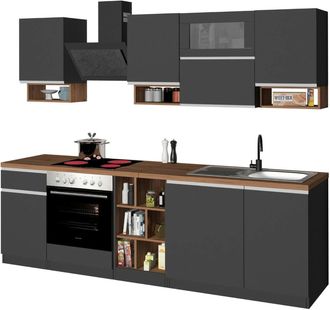 Dmora Dmora K&uuml;chenzeile Ronnie Grau 19 Regale, Eine Schublade, Modular, Elektroger&auml;te Nicht Im Lieferumfang Enthalten