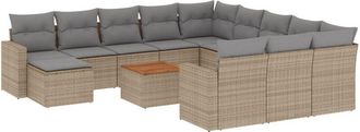 vidaXL Set Sof&aacute;s De Jard&iacute;n Con Cojines 13 Pzas Rat&aacute;n Sint&eacute;tico Beige Vidaxl