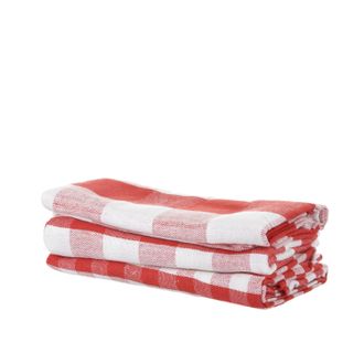 KASANOVA Set 3 strofinacci a quadretti rossi 50x70 cm in cotone