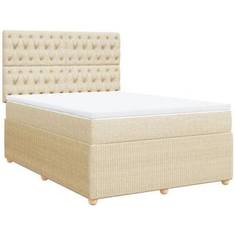 vidaXL Cama Box Spring Con Colch&oacute;n Tela Color Crema 140x200 Cm Vidaxl