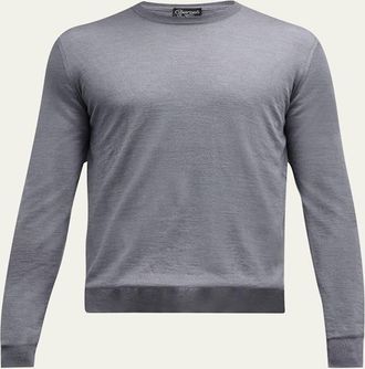 Charvet Mens Solid Cashmere-Silk Crewneck Sweater