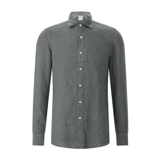 Finamore Casual Shirts, male, Green, Size: 2XL Napoli Linen Shirt