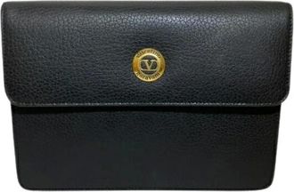 Valentino Pre-owned Clutches, male, Black, Size: ONE SIZE Pre-owned Leather Clutch Bag