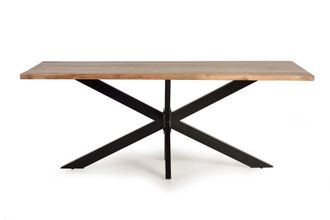 Giner&Colomer Mesa de comedor en madera acacia natural y patas de metal 180 cm