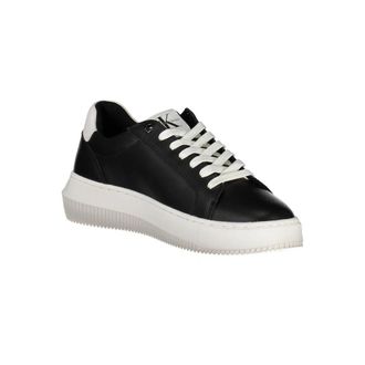 Calvin Klein Logo Leather Sneaker - Black