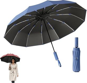 Generic Brellux Umbrella, 264-Rib Waterproof and Windproof Compact Travel Umbrella with Strong Fiberglass Frame, Automatic Folding UV-Protection Umbrellas for