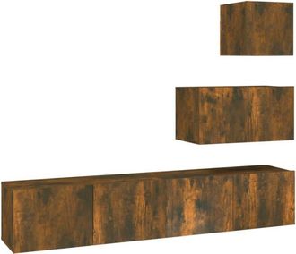 vidaXL 4 Piece tv Cabinet Set Smoked Oak Engineered Wood Vidaxl