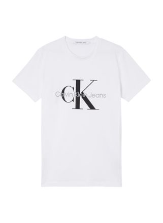 Calvin Klein Men Short-Sleeve T-Shirt Core Monologo Slim Fit, White (Bright White), S