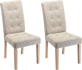 Vente-Unique Vente-unique - Sedie In Tessuto E Gambe Legno Beige - Lotto Di 2 - Villa