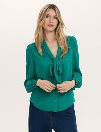 Finery Mavis Chiffon Blouse in Turquoise at Nordstrom, Size 12