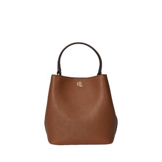 Ralph Lauren Compact Crosshatch Leather Bucket Bag