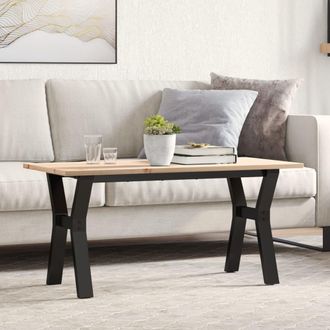 vidaXL Mesa De Centro Marco Y Madera Maciza Pino Y Acero 100x50x45 Cm Vidaxl