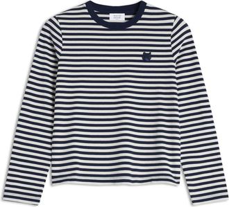 Maison Kitsuné Tops, Heren, Blauw, L, Katoen, Klassiek marineblauw T-shirt met vossenpatch
