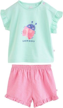 Next Ladybird Graphic Cotton T-Shirt & Gingham Shorts Set in Green at Nordstrom, Size 9-12M