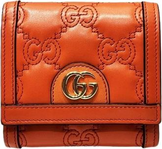 Gucci Pre-owned Wallets, female, Orange, Size: ONE SIZE Pre-owned Leather Wallet