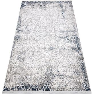 RugsX Rugsx - Alfombra Moderna Rebec Franjas 51172a - Dos Niveles De Vell&oacute;n Crema / Azul Oscuro Blue 80x150 Cm