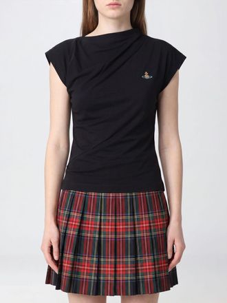 Vivienne Westwood Hebo One-Shoulder Cotton Top with Embroidered Orb Logo