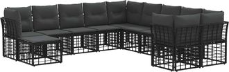 vidaXL Conjunto De Sof&aacute;s De Exterior 11 Uds. Negro Y Gris Oscuro Vidaxl
