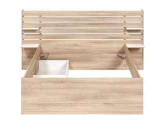 Vente-Unique 140 X 190/200 Cm Bed With Storage - Natural - TENALIA II in Light Oak | Size: Double