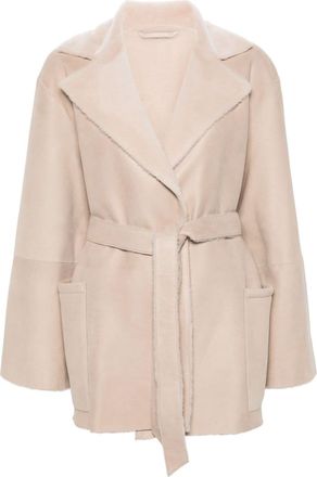 Manzoni24 leather short coat - women - Sheep Skin/Shearling - 42 - Neutrals