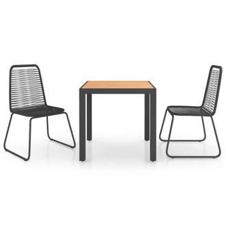 Berkfield Home 3 Piece Garden Dining Set PVC Rattan Black & Brown