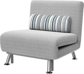 HOMCOM Poltrona Letto Singolo in Cotone e Ferro con Cuscino 75x70x75cm Grigio - Homcom