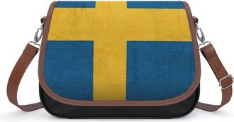 Generic Vintage Sweden Flag Womens Crossbody Bag Fashion Shoulder Handbags Message Tote Bag with Adjustable Strap